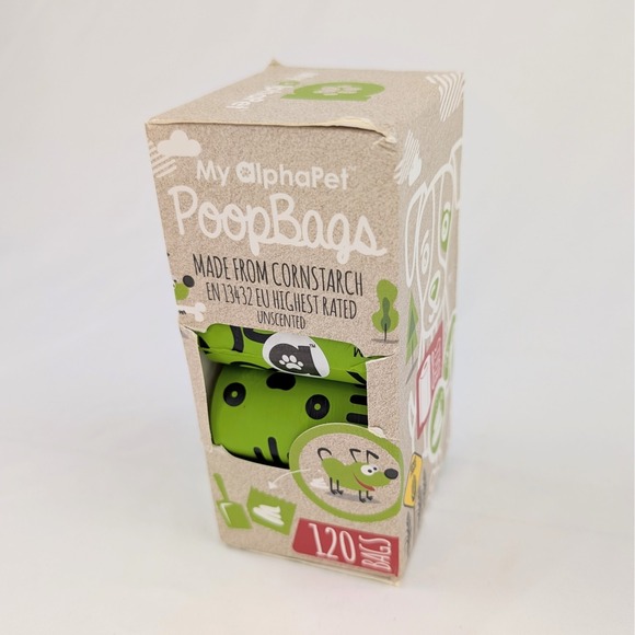 AlphaPet Compostable Dog Poop Bags 120-Count Rolls – New, Sealed, Package Damage - Picture 1 of 6